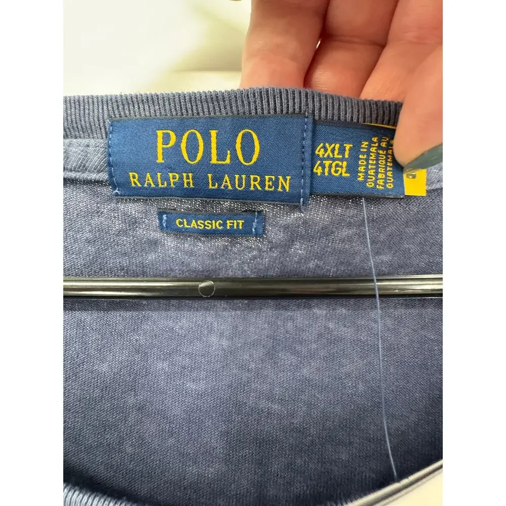 Polo Ralph Lauren Men 4XLT T-Shirt Blue Red Logo Graphic Tee‎ Classic Fit Cotton
